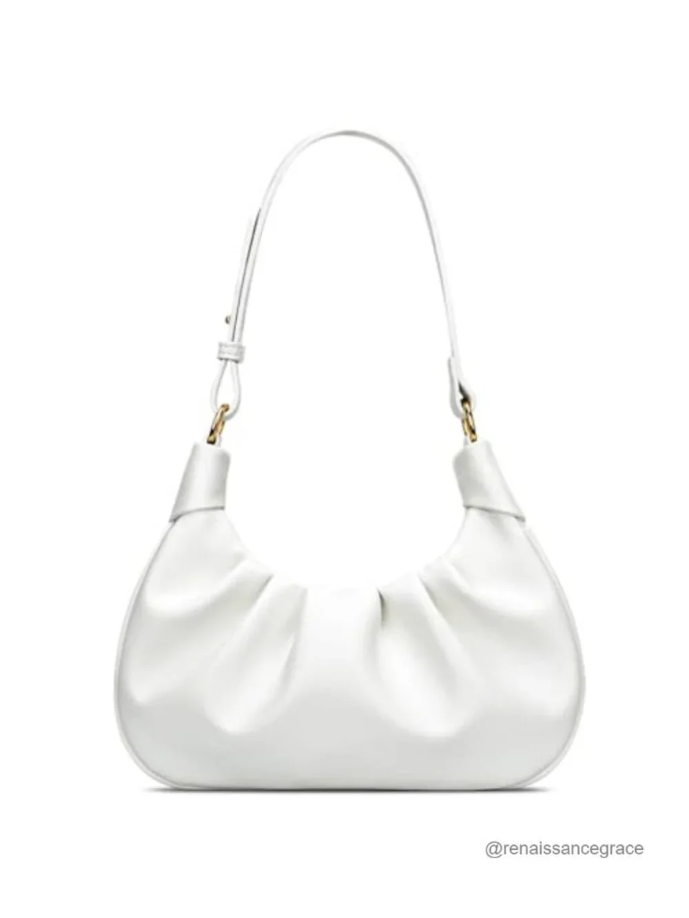 Faux Leather Crescent Hobo Bag Ruched Shoulder Bag Mini Purse